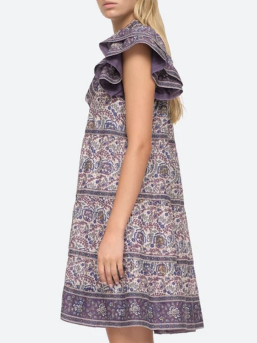 Sea New York Purple Rosita Border Short Sleeve Tunic Dress - Picture 3 of 11